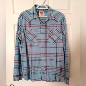 Levi's plaid pearl snap button down shirt